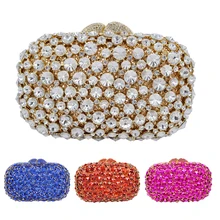 LaiSC Frauen Trauung Handtasche Gold Kristall Bankett Handtasche Nuptial Abendtasche Bling Strass Partei pochette Tasche SC289