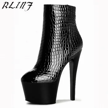 

RLINF17cm Extreme High Heels Women Pointed Stage Performance Booties with The Same Model