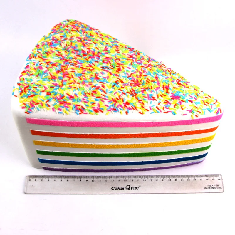 New Hot 1Pcs 25cm Big Size Squishy Jumbo Rainbow Cake Super Squishy Slow Rising Charms Squeeze Phone strap Squish kid Juguetes 