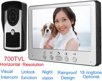 

7" Color Video Door Phone Video Door bell Intercom Monitor Kit IR Night Vision Camera Doorbell for Apartment Home