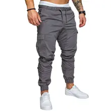 Otoño hombres pantalones Hip Hop Harem Joggers pantalones nuevos 2020 hombres Joggers Solid Multi-pocket Pants Sweatpants M-4XL