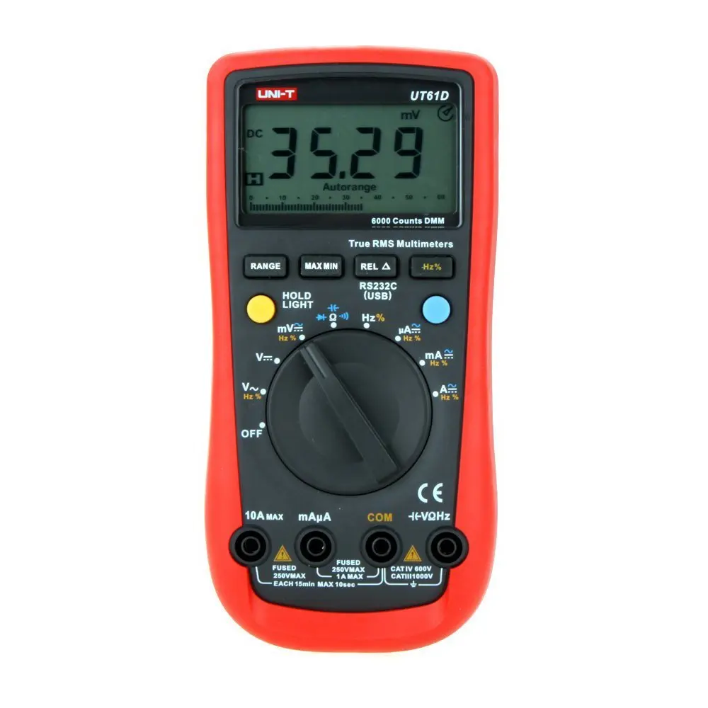 

Digital Multimeter UNI-T UT61D True RMS Auto Range 6000 Counts Modern Digital Multimeters ACDC Meter CD Backlight