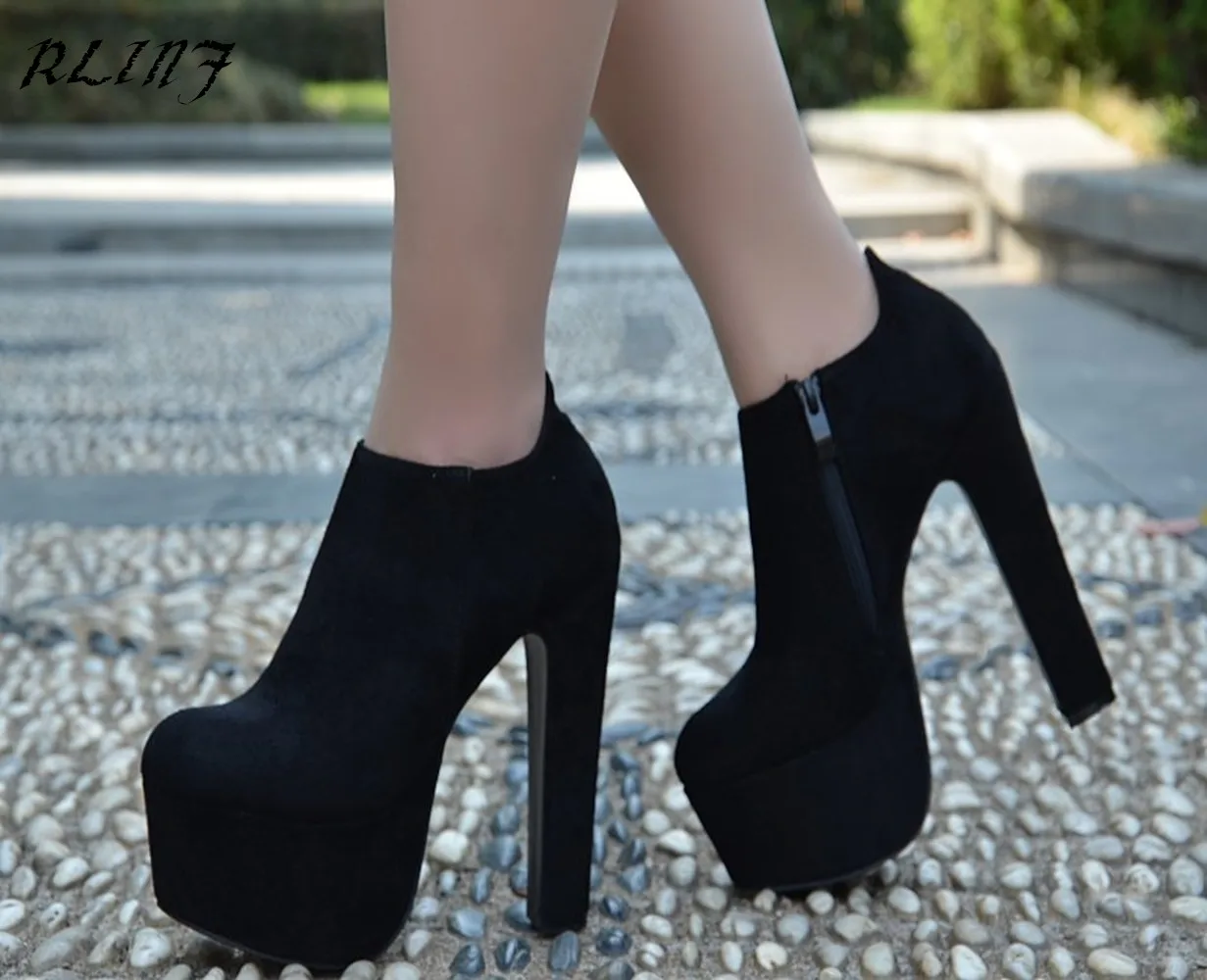 2018 Tacón Moda 14 Redondas Mujer Elegantes Grueso Cortas Botas Nueva Altos Negro Para Tacones Con Plataforma Impermeable Cm marrón Alto xzxwIq