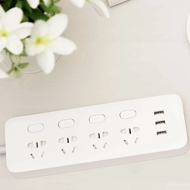 Удлинитель Xiaomi Mijia с 4 розетками и 3 USB портами 5 В 2 1 А|Удлинители электрические| |