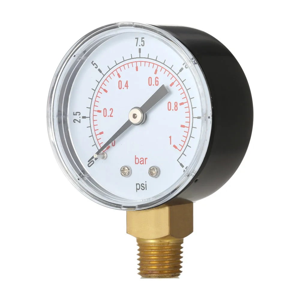 50mm 015psi 01bar Pool Filter Water Pressure Dial Hydraulic Pressure Gauge Meter Manometer 1/4