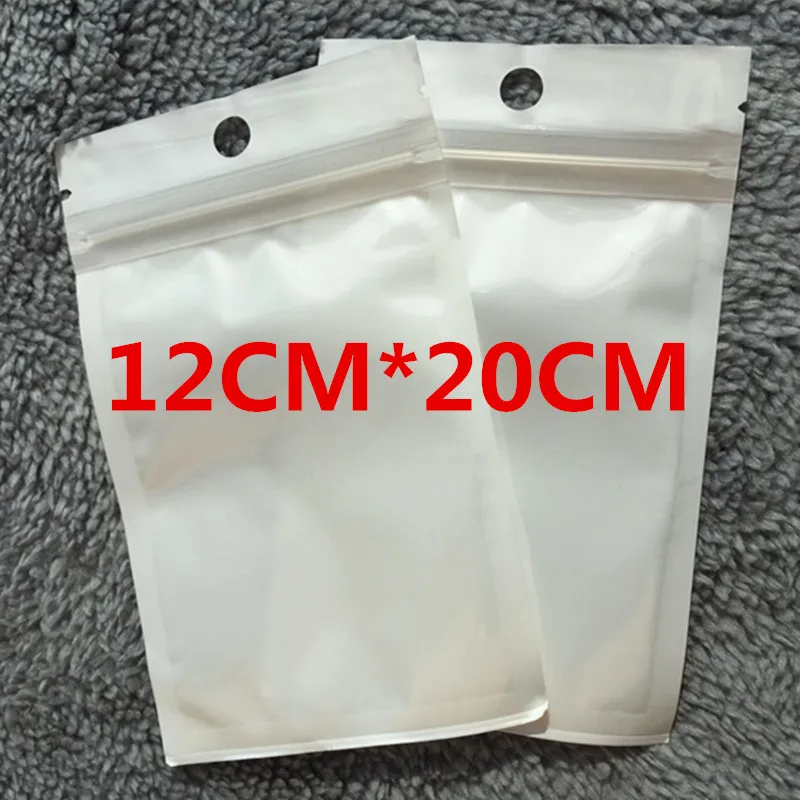 Wholesale 12cm*20cm White / Clear Self Seal Zipper Plastic Retail Packaging Bag, Ziplock Bag