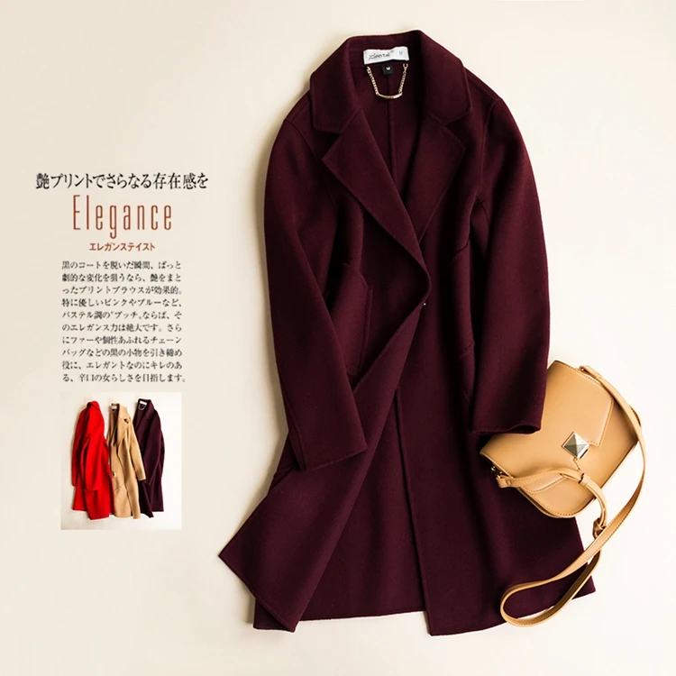 Jacket Womens Wool Coat Long Double Sides Sheep Wool Jackets Elegant Korean Ladies Winter Overcoat Belted Loose Coats CH593 (8)