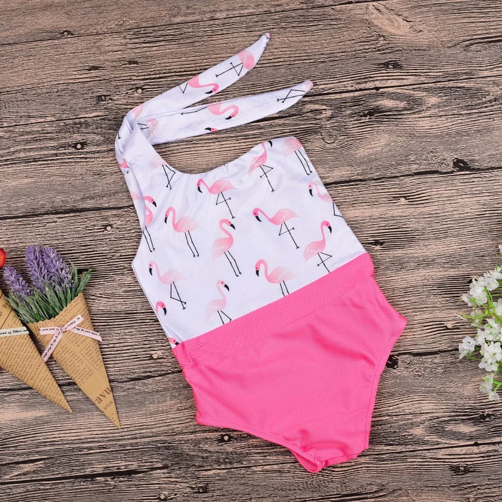 Bodysuit For Newborn Girls Flamingo Animals Print Outfits Half Shoulder