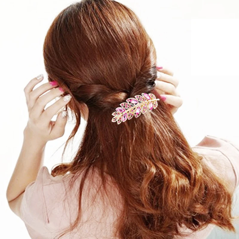 1 шт., модный, элегантный, Кристальный шпильки-листья, заколка для волос, аксессуары для волос для девушек и женщин, заколка для волос