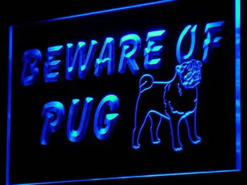 

i840 Beware of Pug Dog Pet Shop Logo Decor Neon Light Sign On/Off Switch 20+ Colors 5 Sizes