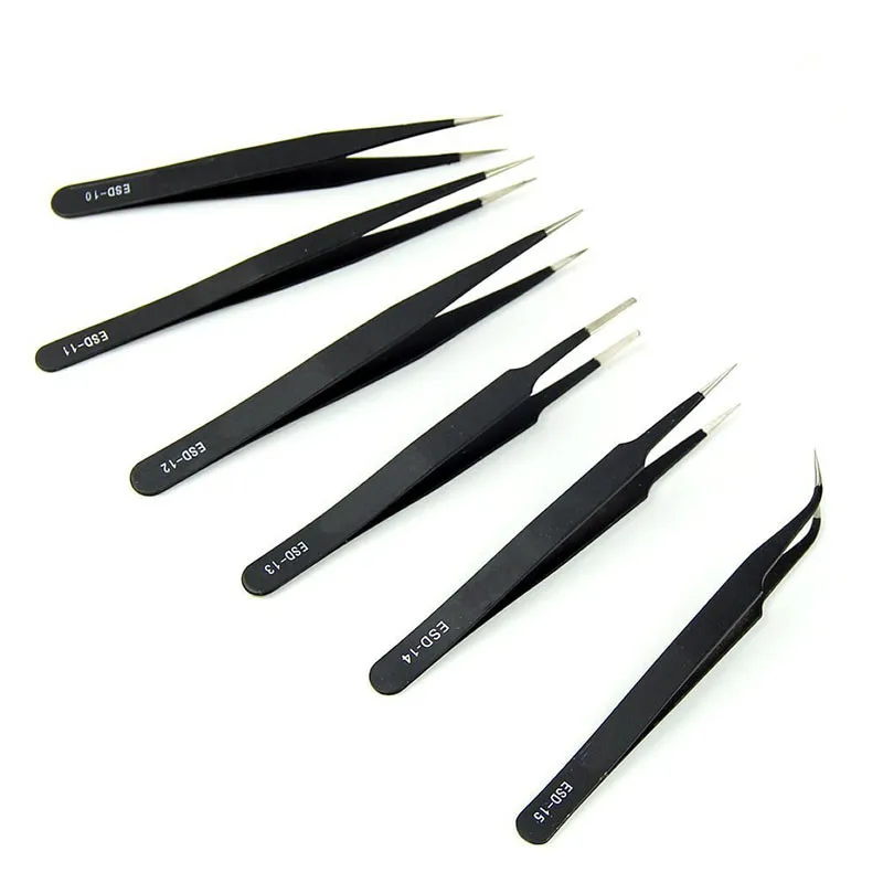 

New 6pcs BGA Precision Tweezer Set Antistatic Tweezers Stainless Anti-static Tweezers Tool Kits