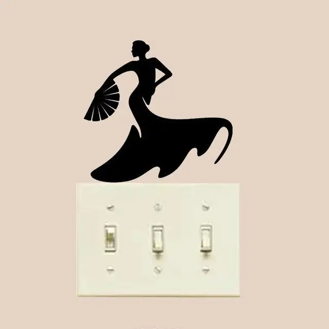 

Flamenco Dance Vinyl Switch Sticker Cartoon Woman Dancer Silhouette Wall Stickers for Kids Rooms Beddroom Home Decor
