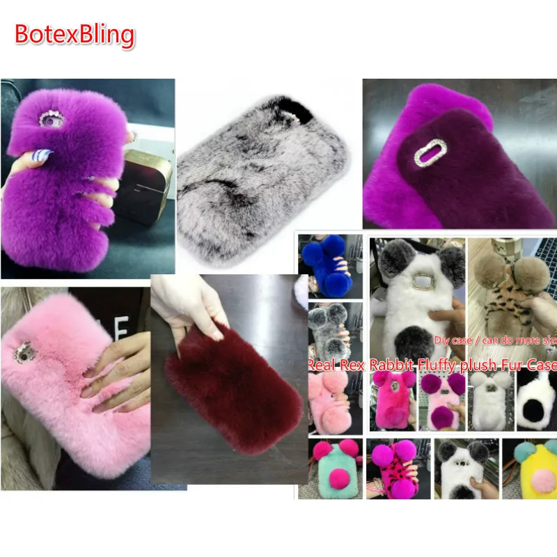 

BotexBling Cute PANDA Rabbit fur case for coque Sony Xperia M2 Case S50H D2302 D2303 Cover for Sony M2 m 2Aqua Case fluffy plush