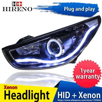

Hireno Headlamp for 2009-12 Hyundai IX35 Crete Headlight Headlight Assembly LED DRL Angel Lens Double Beam HID Xenon 2pcs