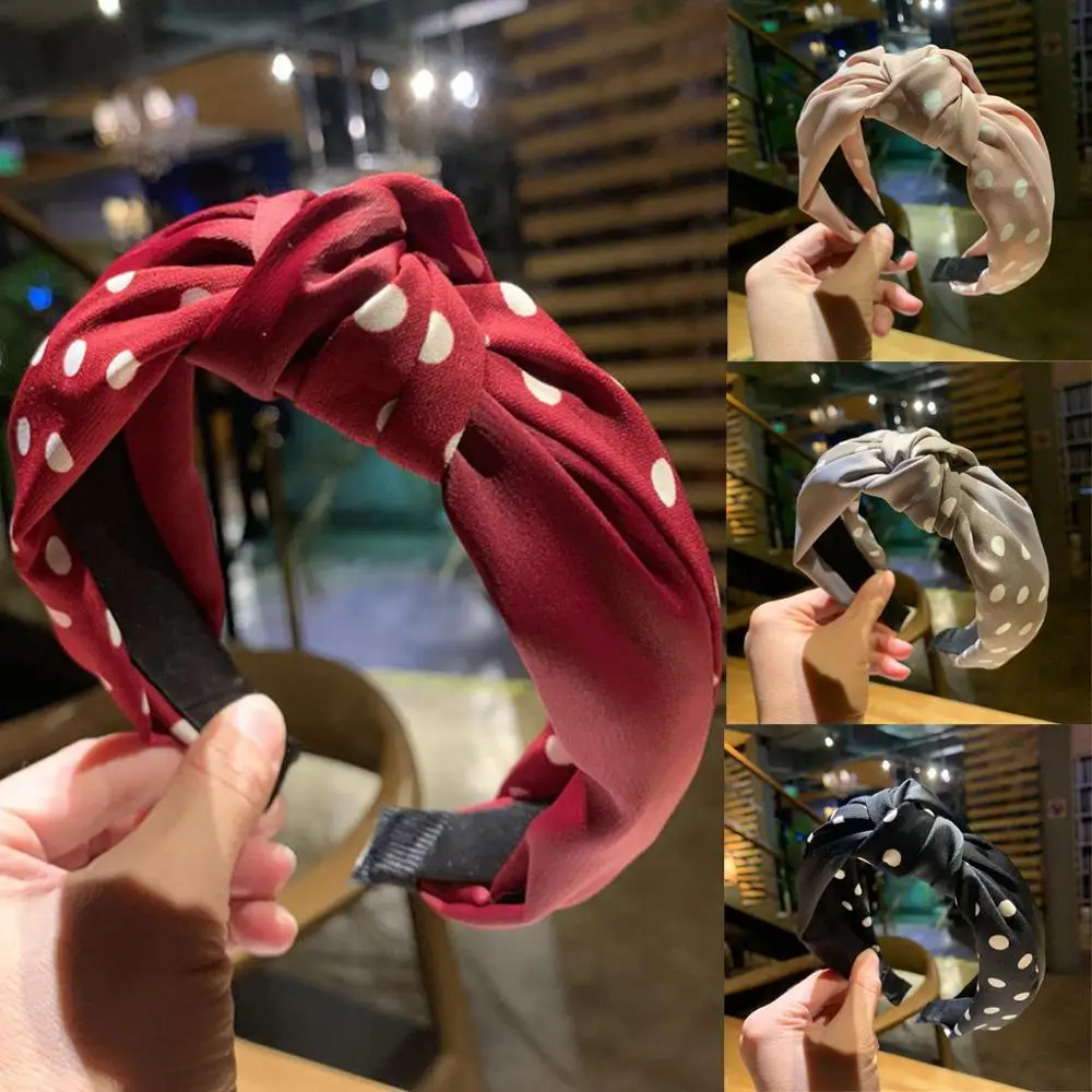 

Lady Women's Spring And Summer Polka Dot Headband Bow Headband Fashion Hairband Fashion Vintage Designs Stylish Hairbands #D
