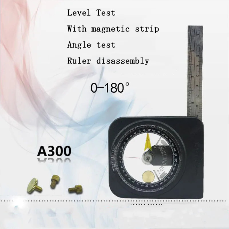 

180 Degree Horizontal Ruler Double-Sided Scale Angle Meter With Magnetic Level Angle Gauge Disc Angle Meter Measurement Tool