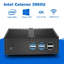 4K Mini PC Intel Celeron 3965U HD Graphics 610 Windows 10 HDMI VGA WiFi Fanless Micro Desktop PC TV Box