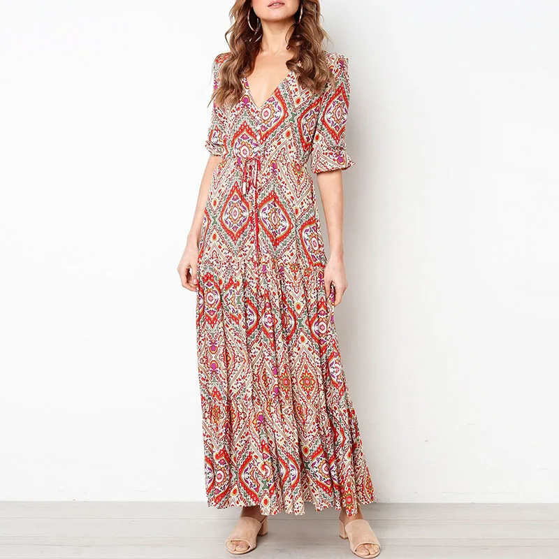 بوهو الأزهار طباعة طويلة المرأة فستان مناسبات 2019 الصيف زائد الحجم v الرقبة الدانتيل يصل vestidos أنيقة الإناث الشاطئ فساتين بوهو الأزهار طباعة طويلة المرأة فستان مناسبات 2019 الصيف زائد الحجم v الرقبة الدانتيل يصل vestidos أنيقة الإناث الشاطئ فساتين
