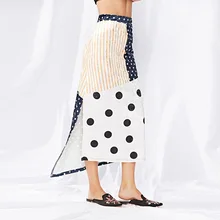 Осенне-зимняя модная винтажная Полосатая юбка в горошек с высокой талией, Женская длинная бархатная юбка, асимметричная элегантная плиссированная юбка Faldas