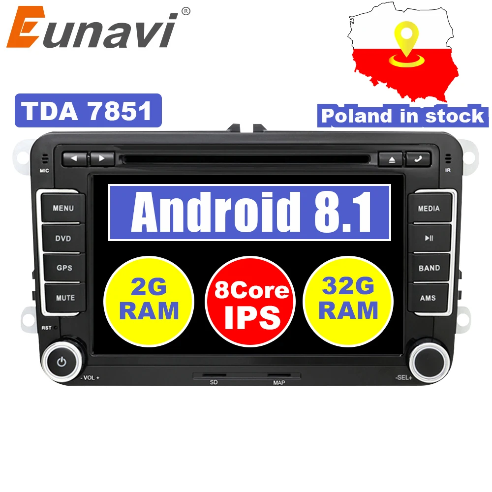 

Eunavi 2 Din Android 8.1 Car DVD Player Radio GPS navigation For VW GOLF 6 Polo Bora JETTA B6 PASSAT Tiguan SKODA OCTAVIA