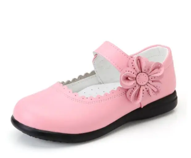 Детская обувь из натуральной кожи с цветочным узором для девочек; школьная обувь для девочек; цвет красный, черный, розовый; обувь для рождественской вечеринки, свадьбы, танцев; Новинка - Цвет: pink