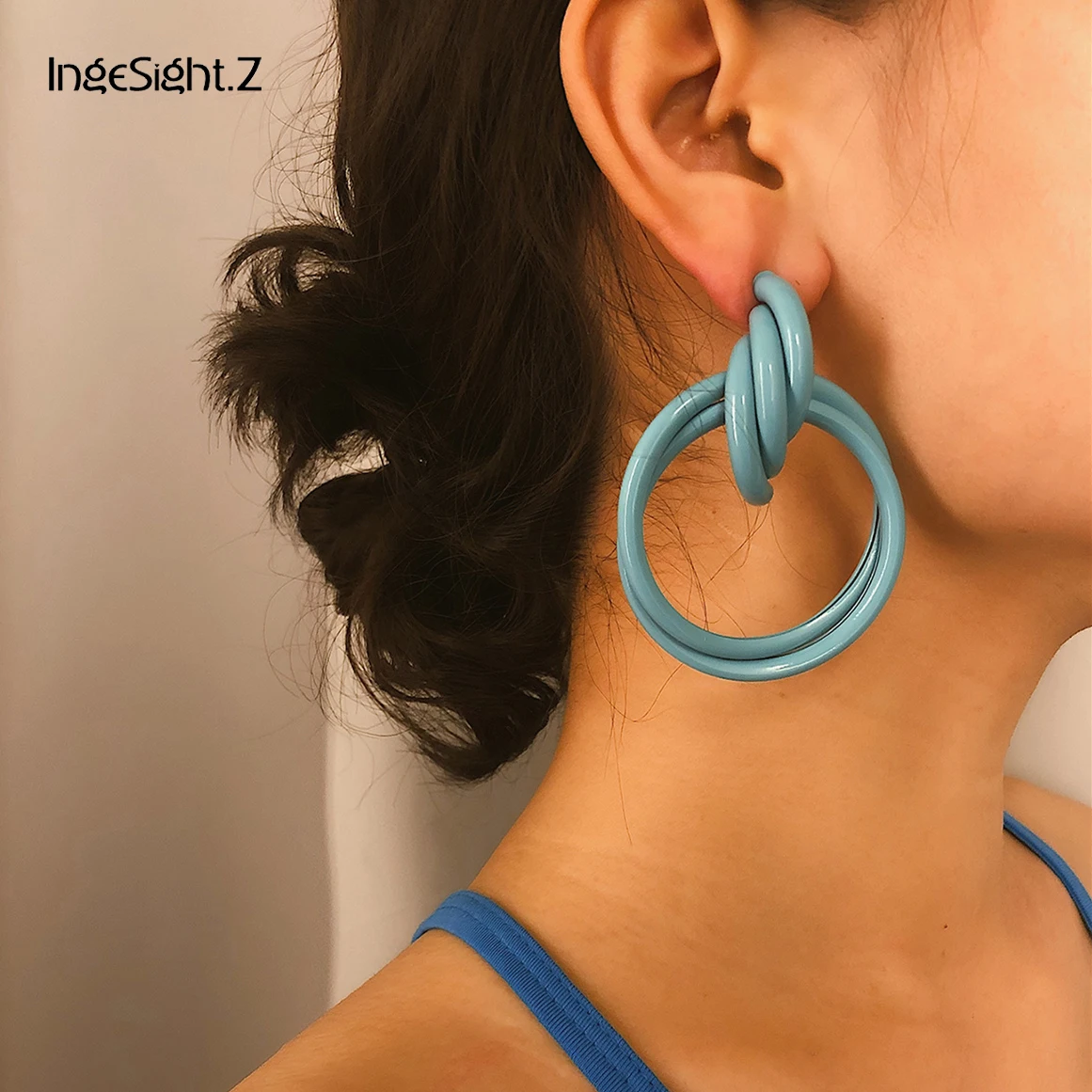 

IngeSight.Z Punk Paint Metal Hanging Drop Earrings Statement Exaggerated Geometric Irregular Dangle Earrings for Women Jewelry