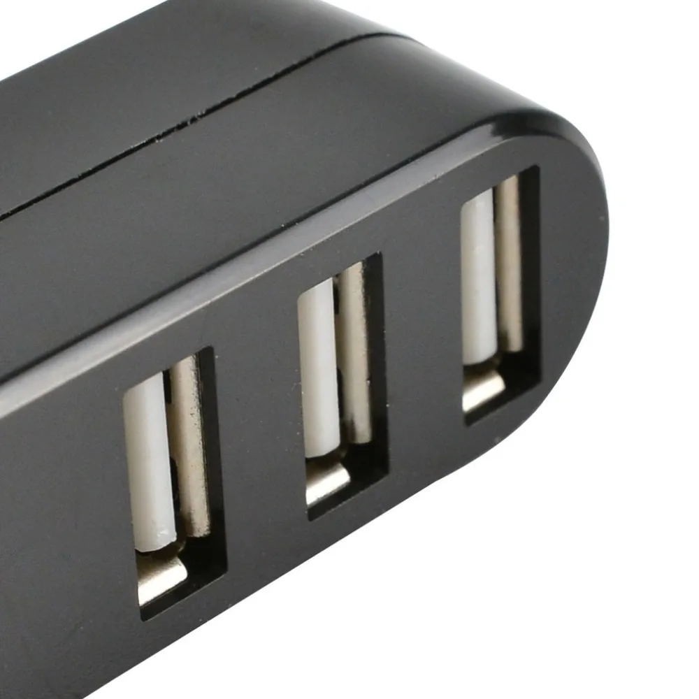 

Compact Size High Speed USB2.0 HUb Black Mini USB 3 Port Rotate Splitter Adapter Hub for PC Laptop Expansion