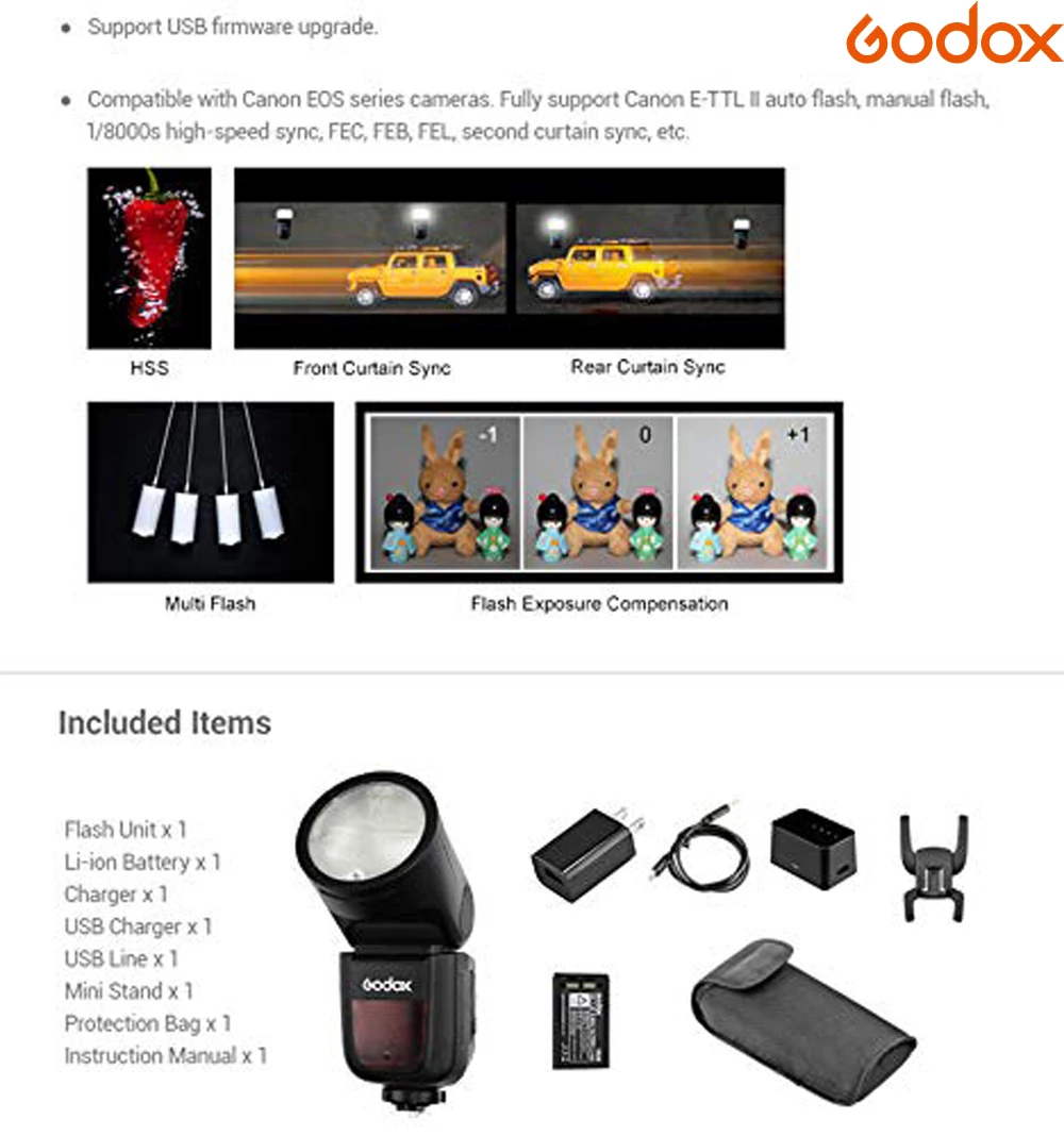 Godox V1 флэш-V1C V1N V1S V1F V1O ttl 1/8000s HSS Литиевая Батарея Вспышка Speedlite для цифровой зеркальной камеры Canon Nikon sony Fuji Olympus