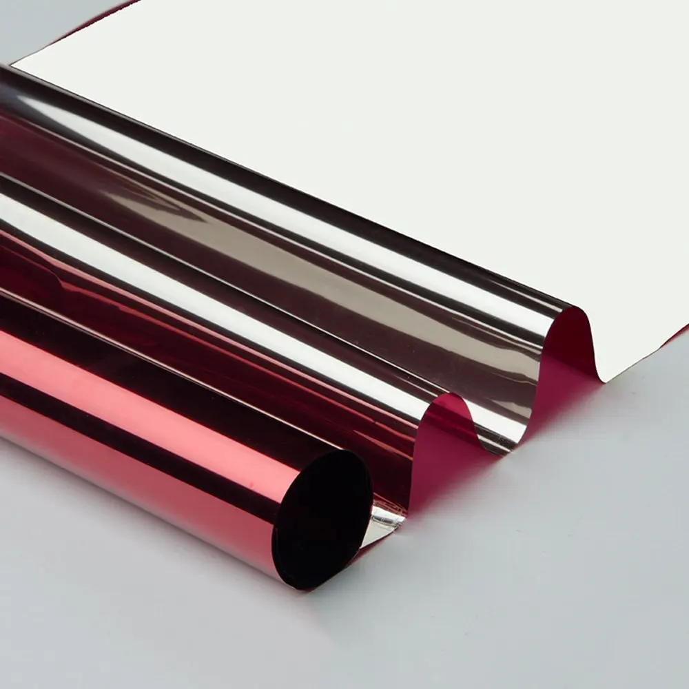 

50cm*600cm Red&Silver Winow Film Glass Stickers Solar Tint Reflective Window Film One Way Mirror Home 20''x236.22''