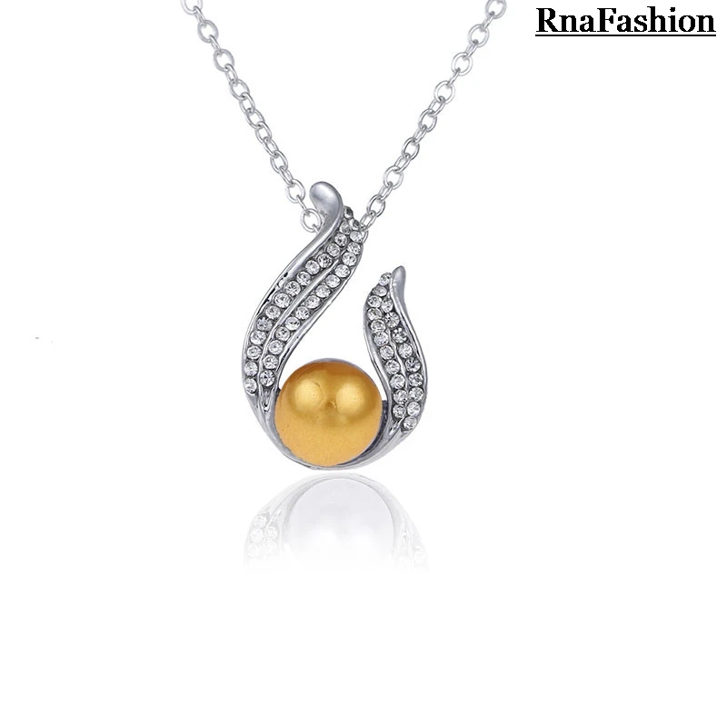 

New 2014 Factory direct Sale Austria Crystal White Brown Gray Pearl Pendant Necklace Nickel Free Women Necklace
