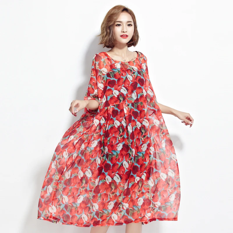BelineRosa размера плюс женское пляжное платье богемный стиль красный принт «Яблоко» 2 шт. платья большой размер s женские TYW00332