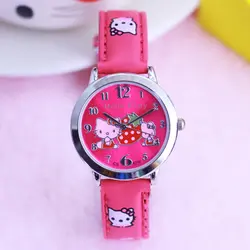 2018 рисунок «Hello Kitty» дети часы для девочек детские часы мультфильм детские часы кожа дети девушка часы