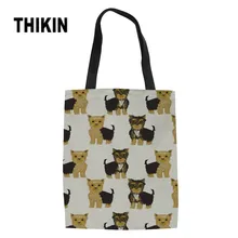 ThiKin jorkie печать школьные подростковые девочки повседневные сумки Сумка для женщин складной продуктовый мешок для хранения холщовая многоразовая хозяйственная сумка