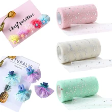 15cm 25Yards Star Tulle Roll Wedding Decoration Organza Sequin Tulle Roll DIY Craft Birthday Party Supplies