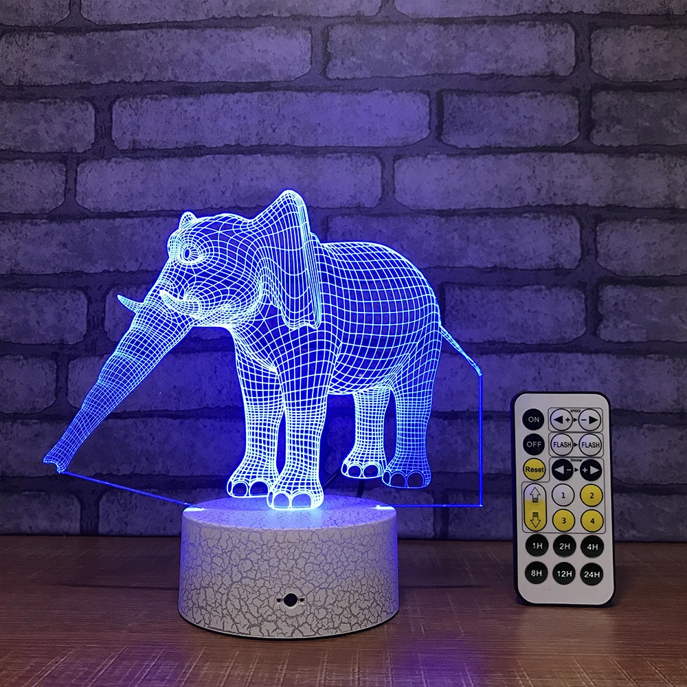 

Elephant 3D Night Light Creative 3 D Lamp Visual Lighting for Room Decoration Novelty Christmas Gift For Babies