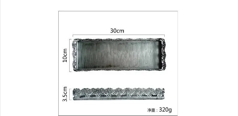 Европейский ретро серебряный металлический старинный поднос сервировочный поднос домашний декор поднос Серебряный лоток для декорирования для домашнего хранения SNTP079