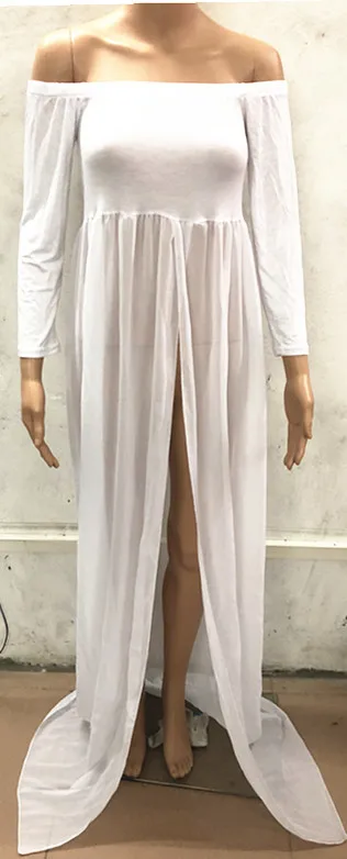 2018 Sexy Women Pregnancy Dress Chiffon Maternity Clothes For Photo Shoots Off Shoulder Maxi Maternity Dresses Photography Props (6)