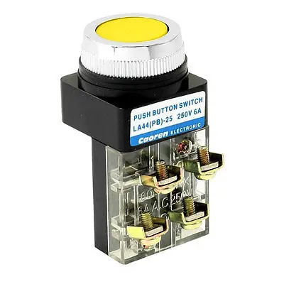 

250VAC 6A DPST 4-Terminal Yellow Flat Momentary Push Button Switch