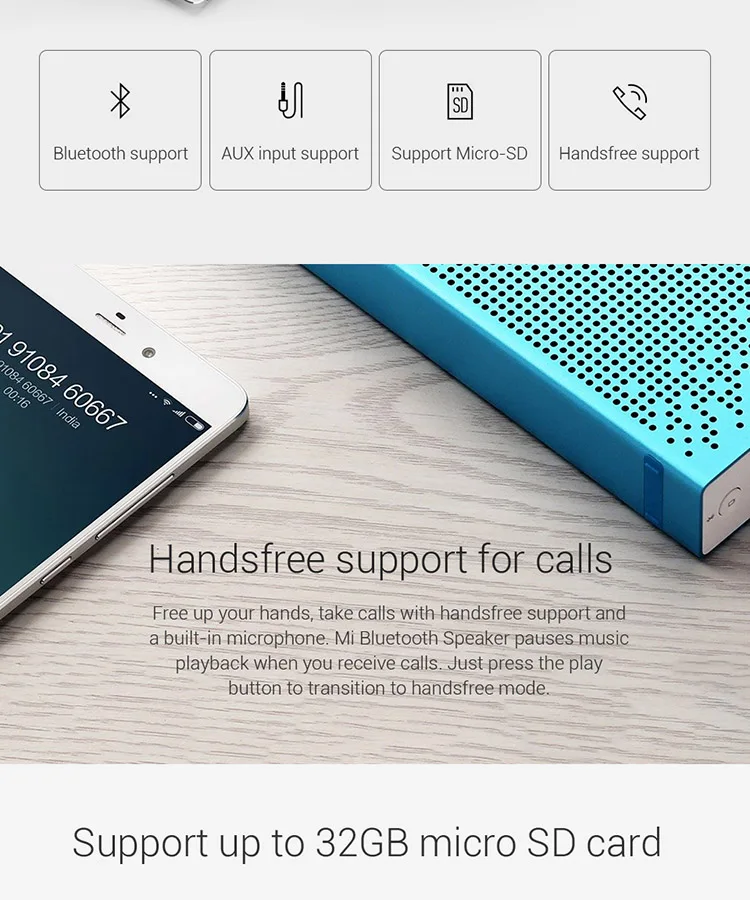 Xiaomi mi Bluetooth динамик Портативный беспроводной стерео плеер с mi c tf-картой AUX-in для пульта дистанционного управления