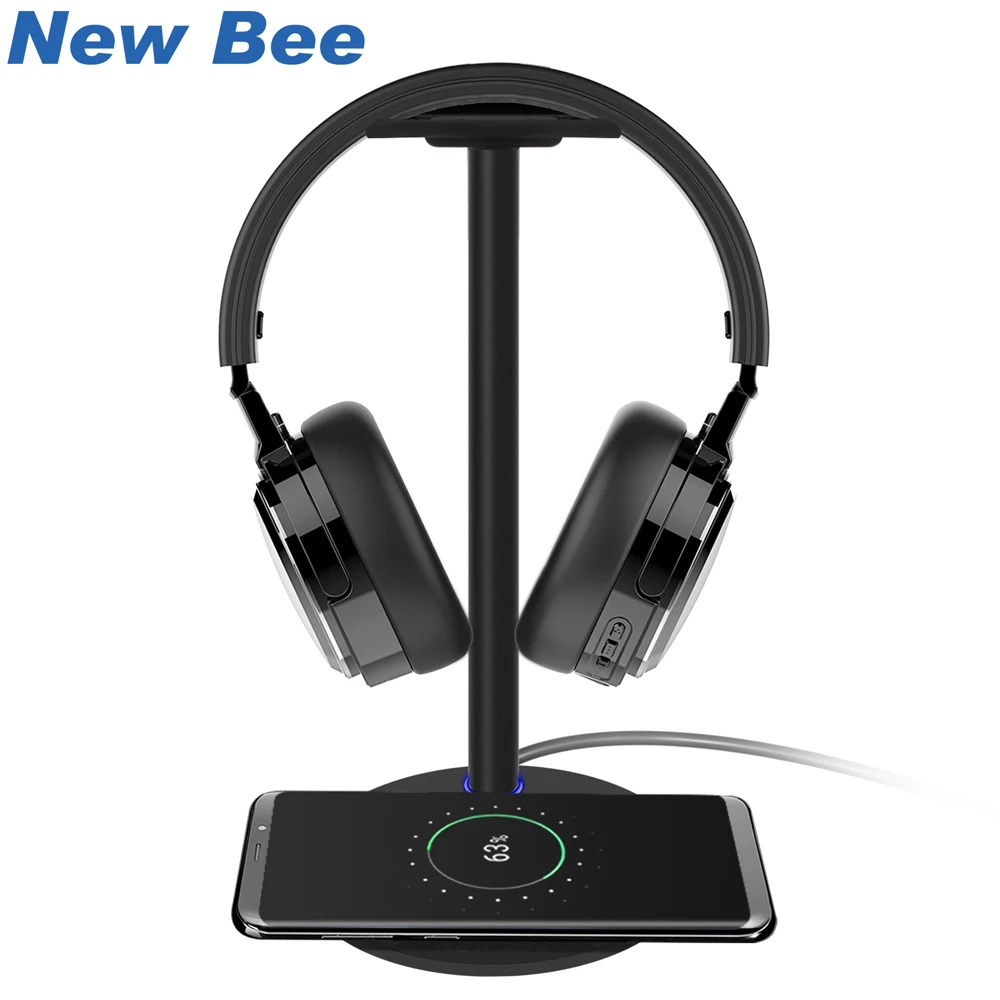 New Bee Wireless Charging Headset Stand Headphone Holder Fashion Aluminum Stand For Samsung Galaxy S7/S7Edge/S6/S6Edge HTC Black New Bee Wireless Charging Headset Stand Headphone Holder Fashion Aluminum Stand For Samsung Galaxy S7/S7Edge/S6/S6Edge HTC Black