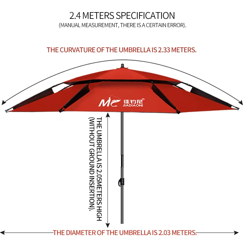 JIADIAONI 2 м/2,2 м/2,4 м черная резиновая ткань открытый регулируемый ультрафиолетовая Защита от солнца Зонт большой Рыболовный зонт - Цвет: Black tape 2.4m
