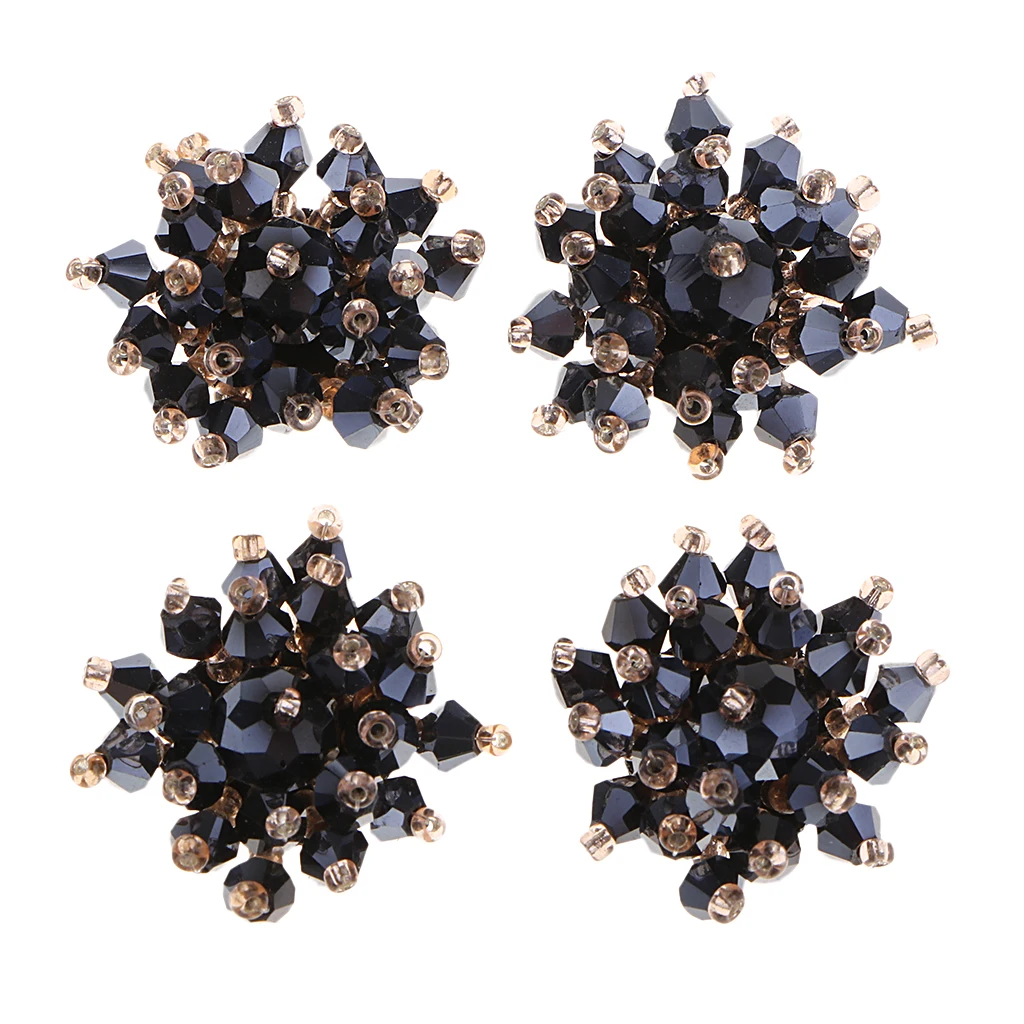 4x Pearl Embellishments Glass Pearl Flower Flatback Pearl Buttons for Wedding Party Home Decoration DIY Sewing Crafts Bow Center