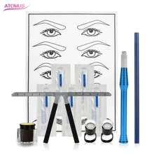 Микроблейдинг бровей Набор татуировок с 14pin иглами вышитая линейка пигмент для бровей практика кожи для постоянного макияжа
