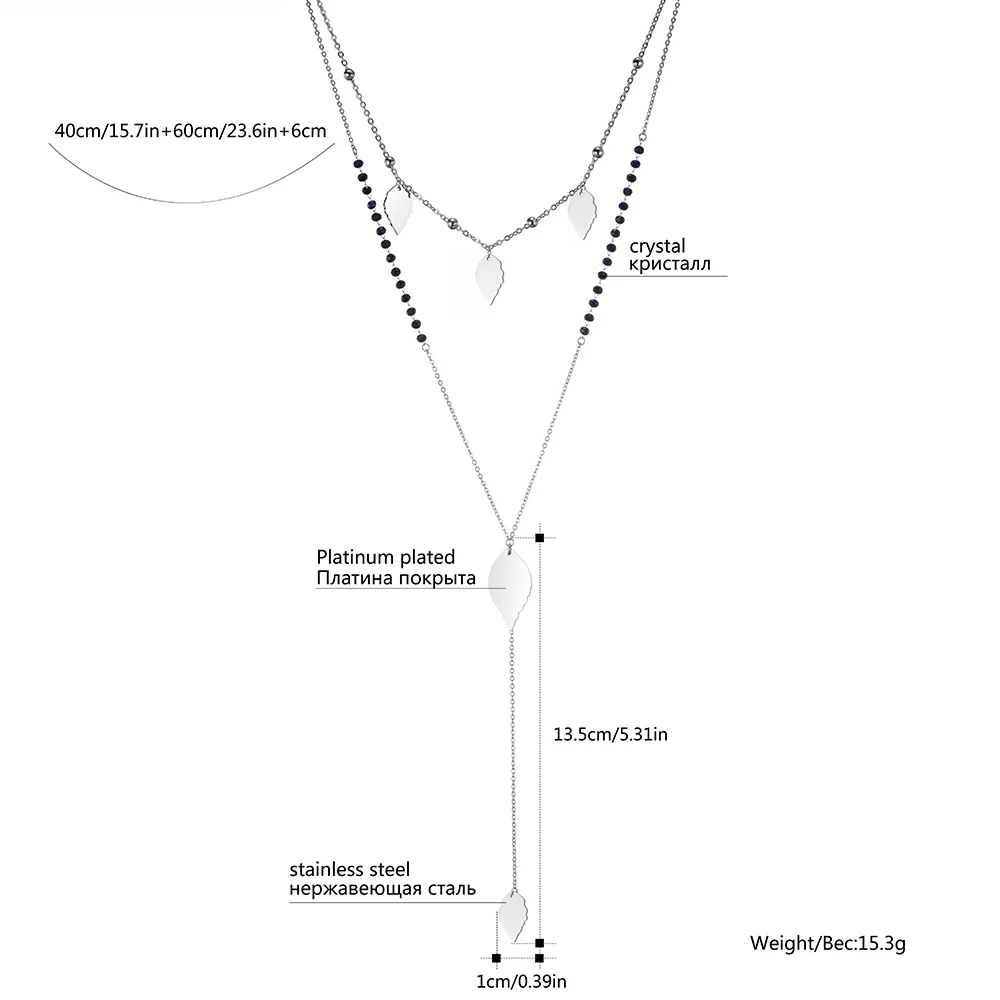 Двухслойное ожерелье на цепочке для женщин маленький лист амулеты чокер длинное ожерелье из нержавеющей стали трендовые ювелирные изделия дропшиппинг