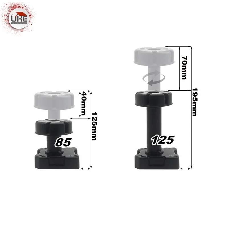 UKE 4PCS Thick and strong Adjustable Height Black Plastic Cabinet Cupboard Leg Foot8