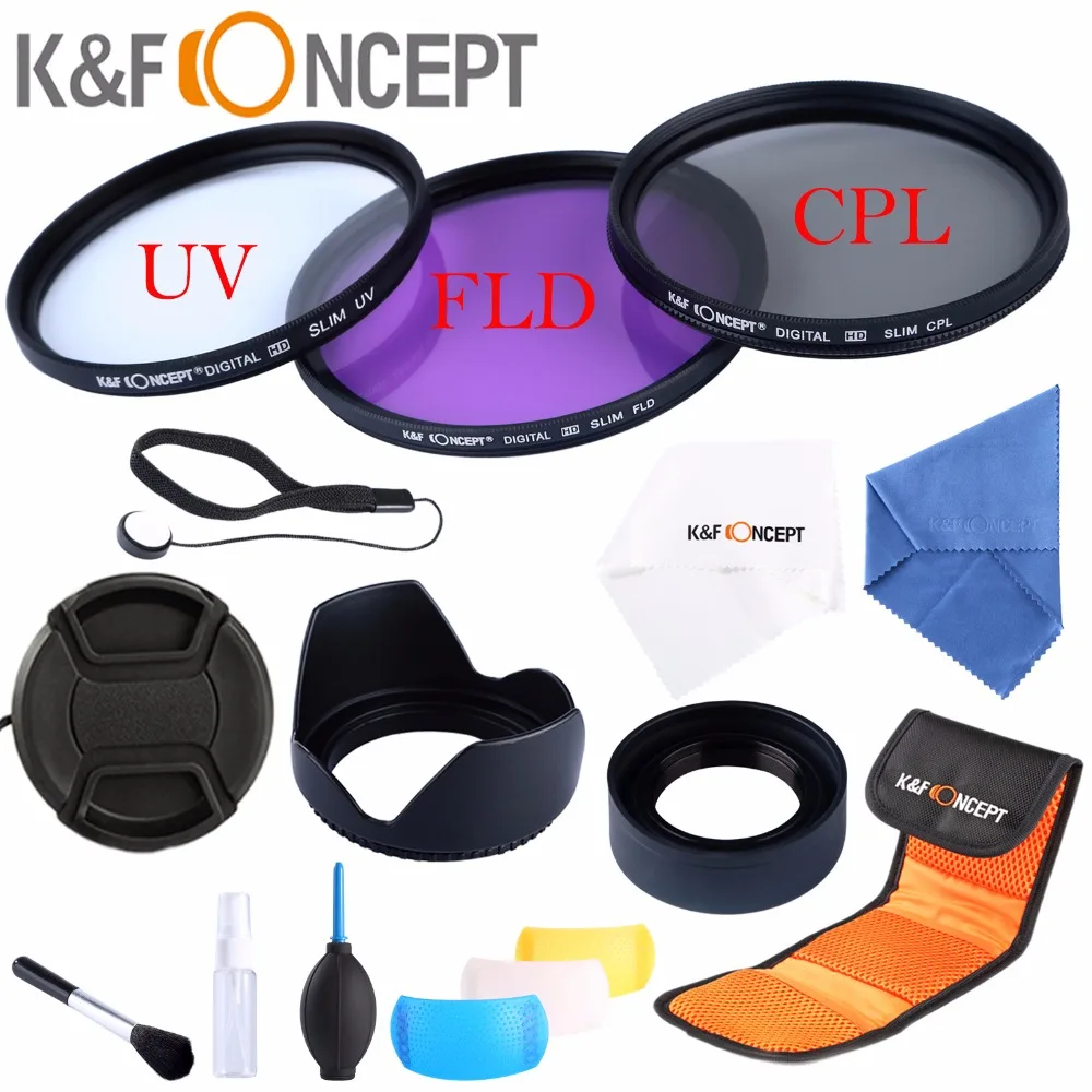 52mm 3pcs UV+CPL+FLD Lens Filter Kit UV Protector Circular Polarizing