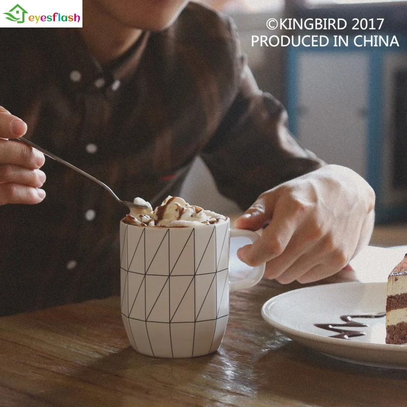 

400ML Nordic breakfast cup Milk Mug ceramic creative minimalist coffee cup with lid large capacity office mugs Tea cup