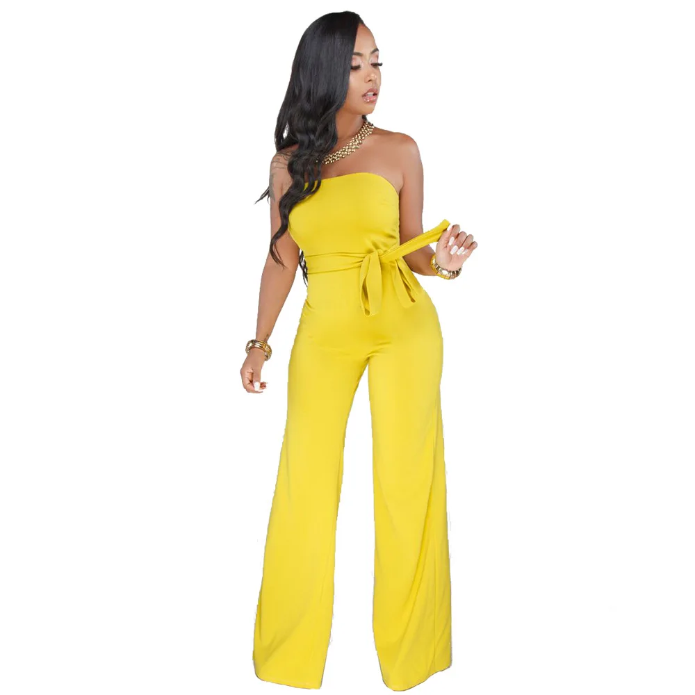

Off Shoulder Clubwear Sexy Jumpsuit Elegant Ladies Wrap Summer Overalls One Piece Long Wide Leg Rompers Womens Jumpsuit