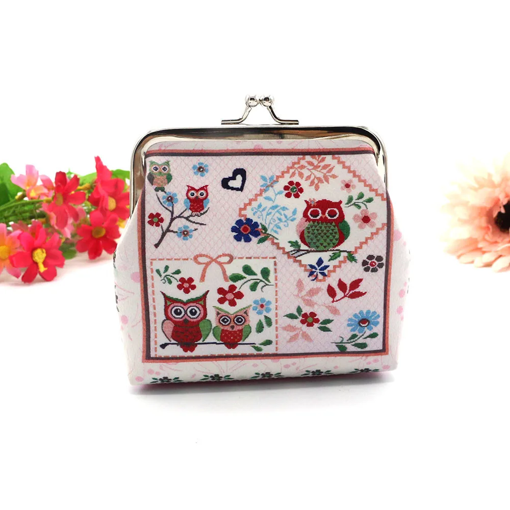 

1pcs cute owl pattern leather coin purses zipper zero wallet child girl boy women purse,lady coin bag key packet drop ship