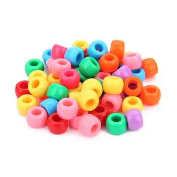 

Sauvoo 200pcs/lot Candy Color Round Acrylic Beads 5.7x8mm Big Hole European Charm Spacer Bead for DIY Jewelry Making Findings